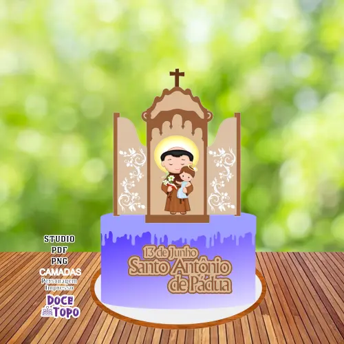 Topo de Bolo Santo Antônio de Pádua Studio/PDF/PNG