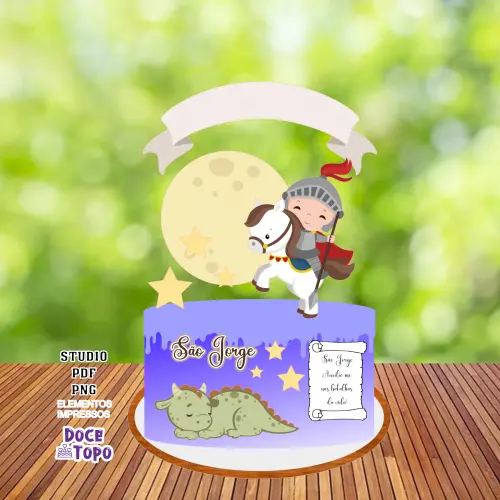 Topo de Bolo São Jorge 01 Studio/PDF/PNG