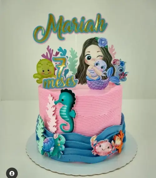 Topo de Bolo Sereia 05 Studio/PDF/PNG