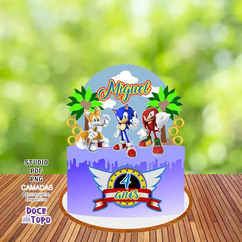 Topo de Bolo Sonic 01 Studio/PDF/PNG