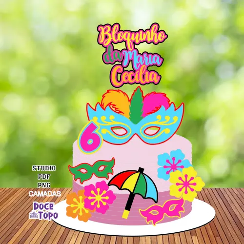 Topo de Bolo Carnaval 10 Studio/PDF/PNG