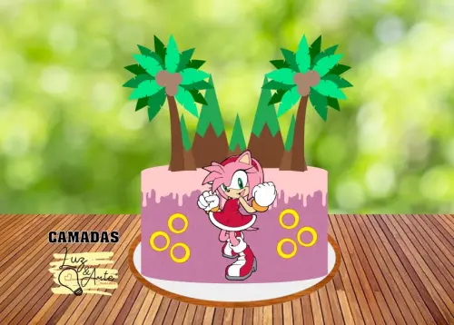 Topo de Bolo Sonic Menina 01 Studio/PDF