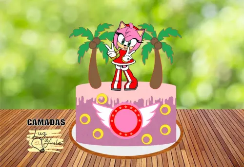 Topo de Bolo Sonic Menina 02 Studio/PDF