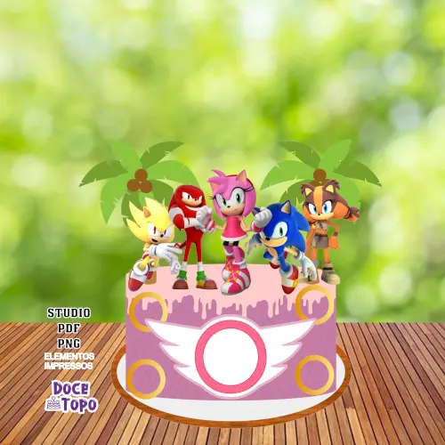 Topo de Bolo Sonic Menina 03 Studio/PDF/PNG
