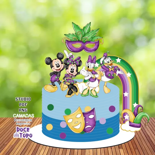 Topo de Bolo Carnaval do Mickey 01 Studio/PDF/PNG