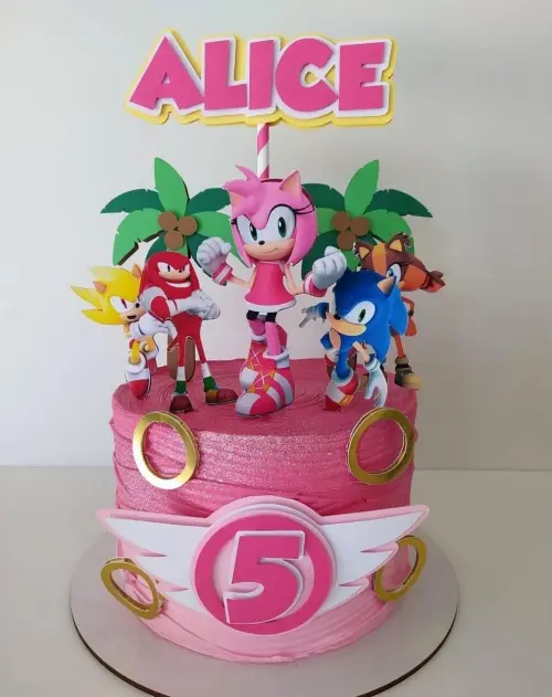 Topo de Bolo Sonic Menina 03 Studio/PDF/PNG