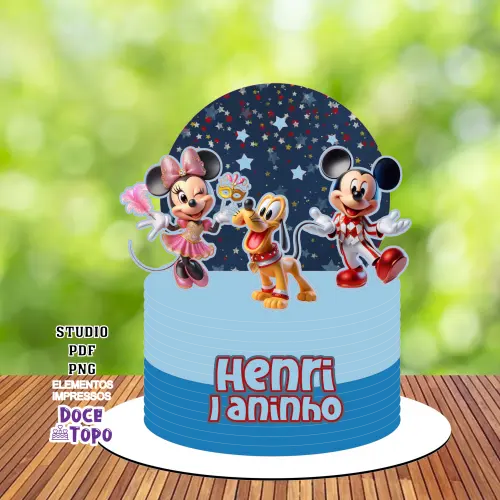 Topo de Bolo Carnaval do Mickey 03 Studio/PDF/PNG