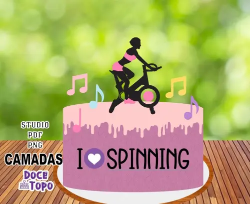 Topo de Bolo Spinning 01 Studio/PDF/PNG