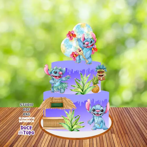 Topo de Bolo Stitch 01 Studio/PDF/PNG