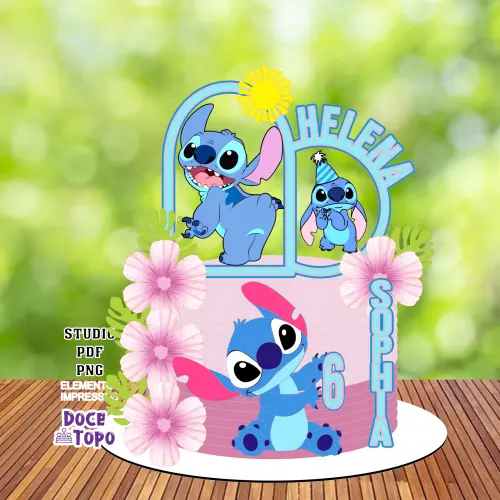 Topo de Bolo Stitch 15 Studio/PDF/PNG