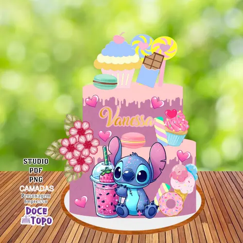 Topo de Bolo Stitch 16 Studio/PDF/PNG