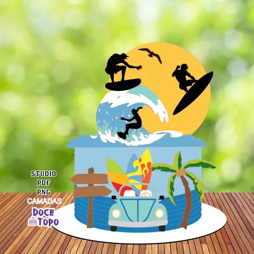 Topo de Bolo Surfista 01 Studio/PDF/PNG