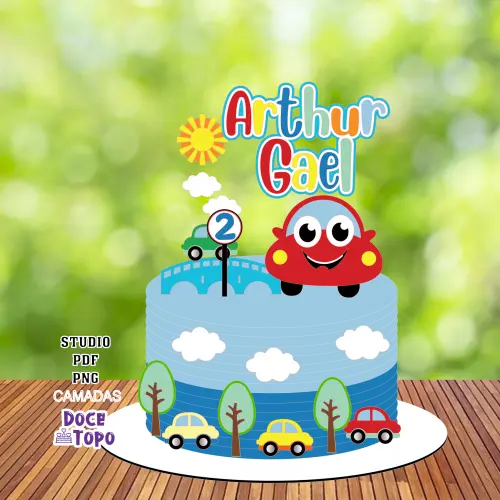 Topo de Bolo Carrinhos 04 Studio/PDF/PNG