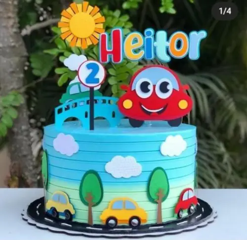 Topo de Bolo Carrinhos 04 Studio/PDF/PNG