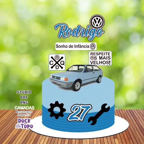 Topo de Bolo Carro Gol Studio/PDF/PNG