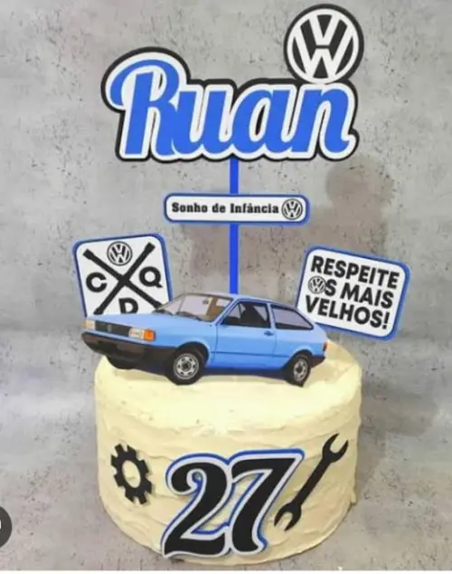 Topo de Bolo Carro Gol Studio/PDF/PNG