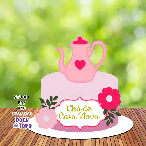 Topo de Bolo Chá de Casa Nova 01 Studio/PDF/PNG