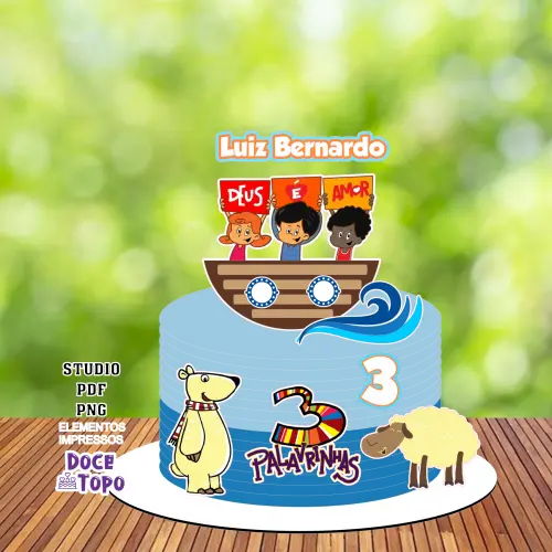 Topo de Bolo 3 Palavrinhas 03 Studio/PDF/PNG