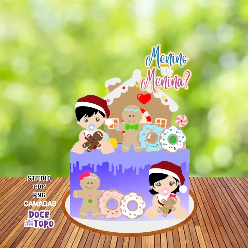 Topo de Bolo Chá Revelação - Casa de Doces Studio/PDF/PNG