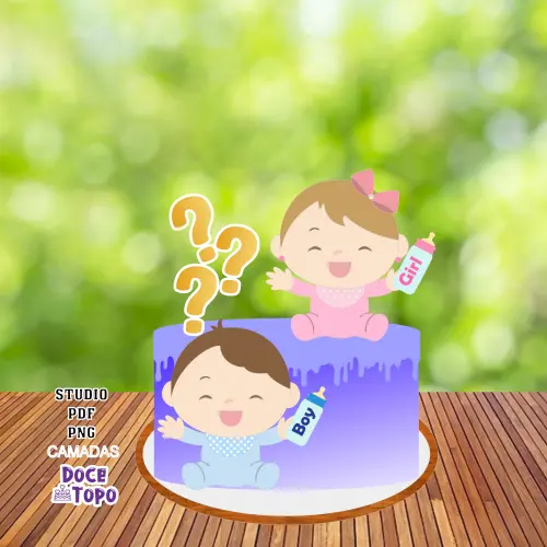 Topo de Bolo Chá Revelação 10 Studio/PDF/PNG