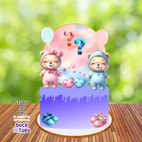 Topo de Bolo Chá Revelação 11 Studio/PDF/PNG