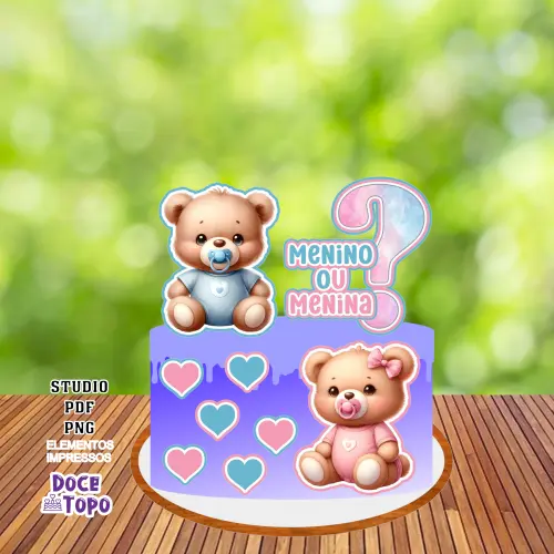 Topo de Bolo Chá Revelação 12 Studio/PDF/PNG