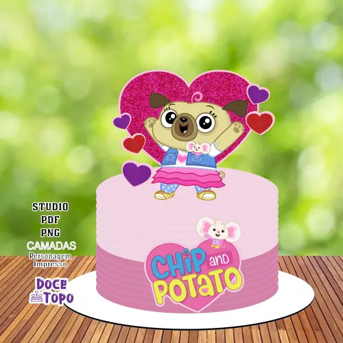 Topo de Bolo Chip e Potato 02 Studio/PDF/PNG