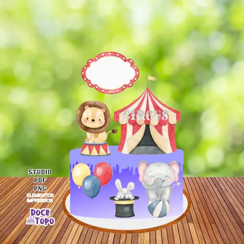 Topo de Bolo Circo 03 Studio/PDF/PNG