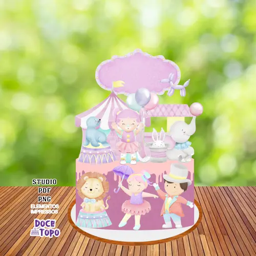 Topo de Bolo Circo 06 Studio/PDF/PNG