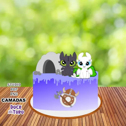 Topo de Bolo Como Treinar o seu Dragão 01 Studio/PDF/PNG