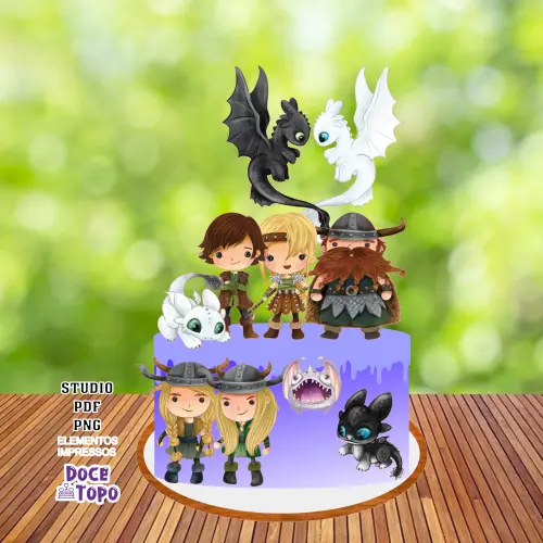 Topo de Bolo Como Treinar o seu Dragão 02 Studio/PDF/PNG