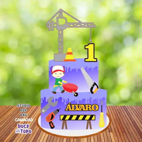 Topo de Bolo Construtor 01 Studio/PDF/PNG