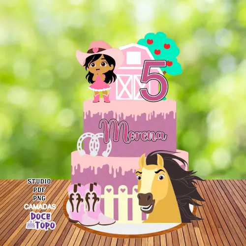 Topo de Bolo Cowgirl 06 Studio/PDF/PNG