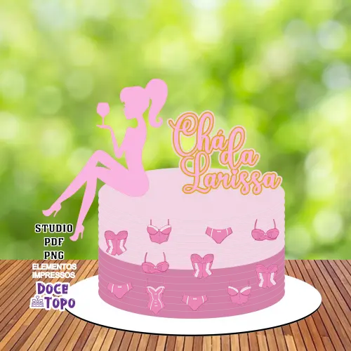 Topo de Bolo Chá de Lingerie 03 Studio/PDF/PNG