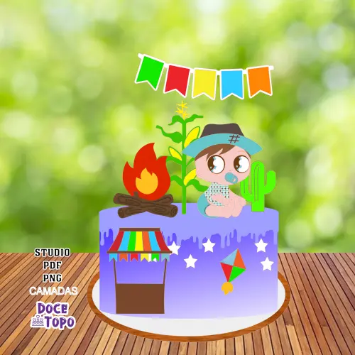 Topo de Bolo Baby Festa Junina 07 Studio/PDF/PNG