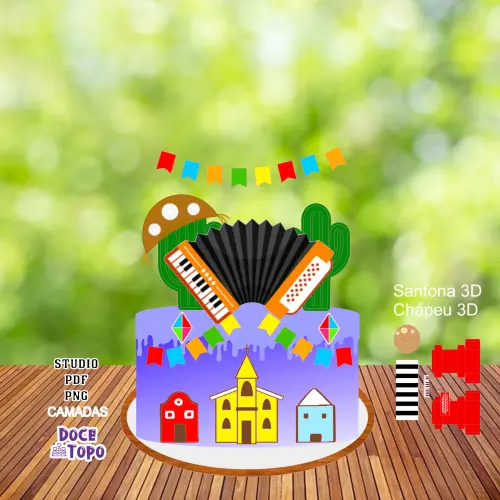 Topo de Bolo Festa Junina 03 Studio/PDF/PNG