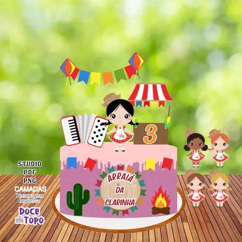 Topo de Bolo Festa Junina 10 Studio/PDF/PNG