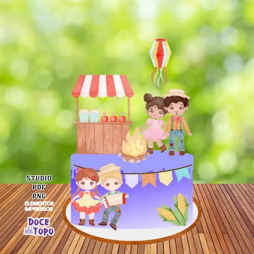 Topo de Bolo Festa Junina 17 Studio/PDF/PNG