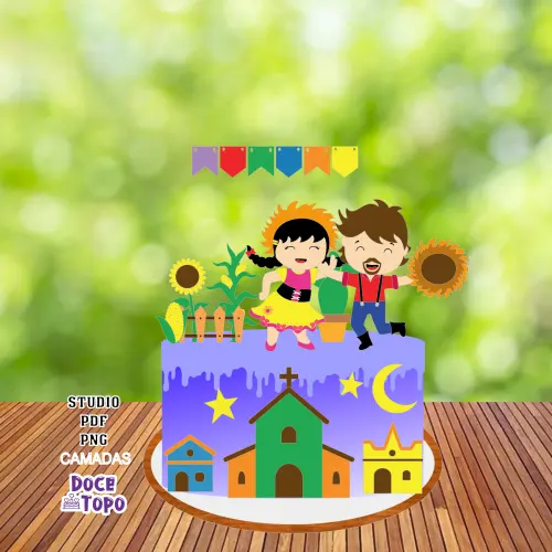 Topo de Bolo Festa Junina 19 Studio/PDF/PNG