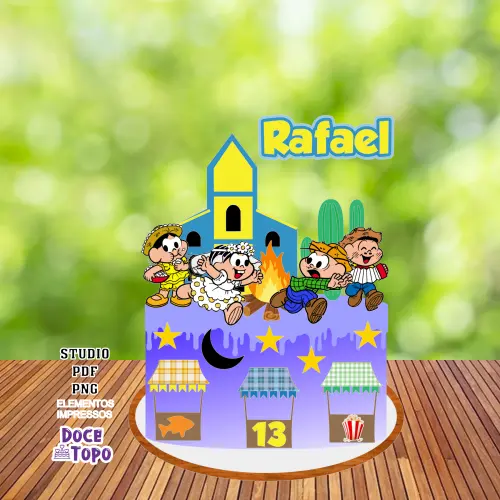 Topo de Bolo Festa Junina Turma da Mônica 01 Studio/PDF/PNG