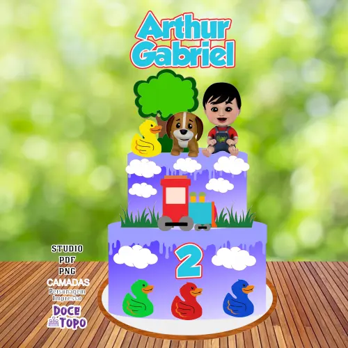 Topo de Bolo Bento e Totó 02 Studio/PDF/PNG