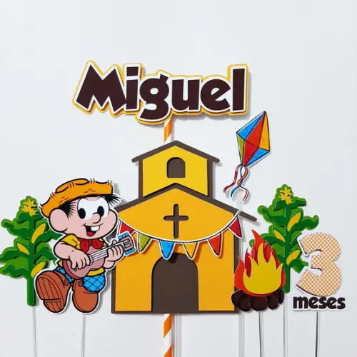 Topo de Bolo Festa Junina - Chico Bento 01 Studio/PDF/PNG