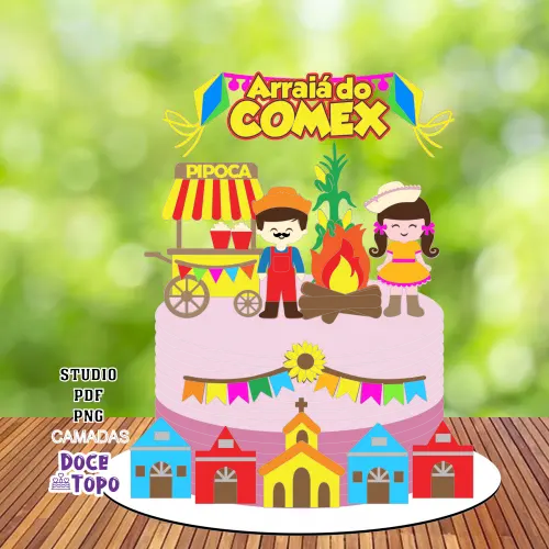 Topo de Bolo Festa Junina 07 Studio/PDF/PNG