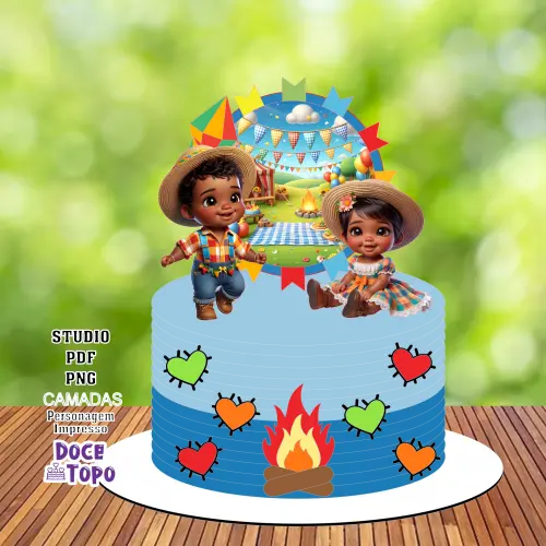 Topo de Bolo Festa Junina 27 Studio/PDF/PNG