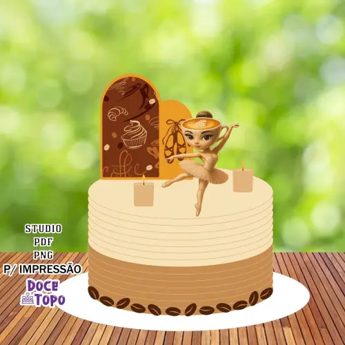 Topo de Bolo Ballerina Capuccina Studio/PDF/PNG