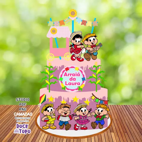 Topo de Bolo Festa Junina Turma da Mônica 02 Studio/PDF/PNG