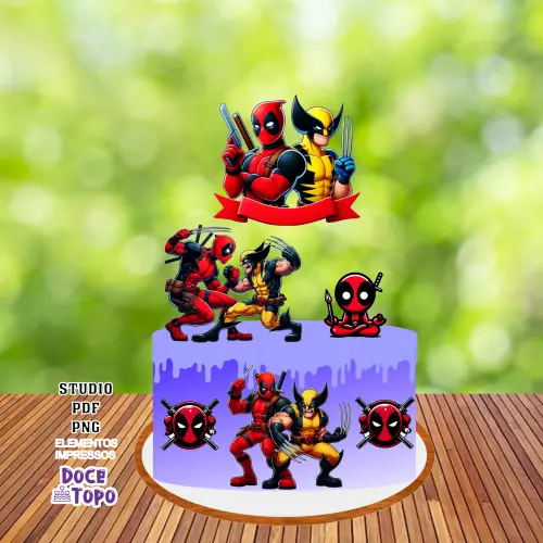 Topo de Bolo Deadpool e Wolverine 03 Studio/PDF/PNG