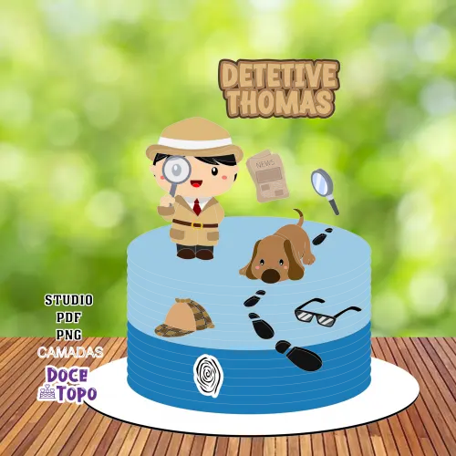 Topo de Bolo Detetive 01 Studio/PDF/PNG