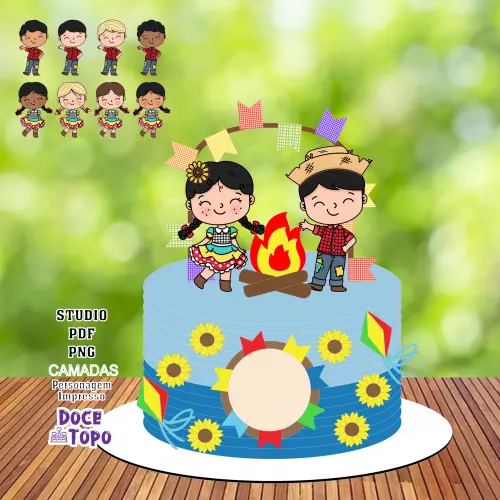 Topo de Bolo Festa Junina 29 Studio/PDF/PNG