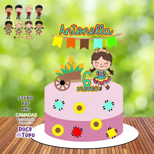 Topo de Bolo Festa Junina 30 Studio/PDF/PNG